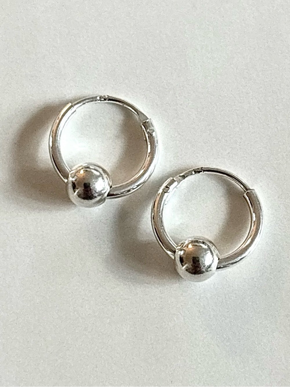 Sterling Silver Ball Hoop Earrings - Huggie 925 Pair